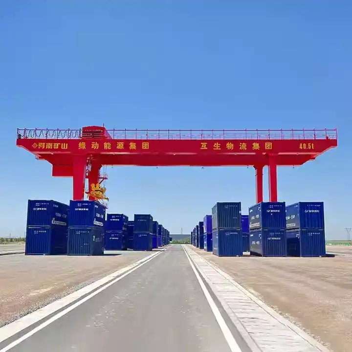 Rail Mounted Container Gantry Crane working on railway tracks in port