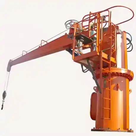 Marine deck crane in operation – heavy-duty offshore lifting for port and wharf