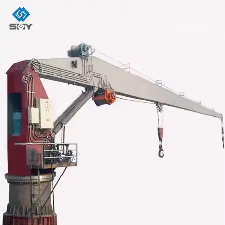 Marine Cargo Deck Crane lifting heavy containers at sea