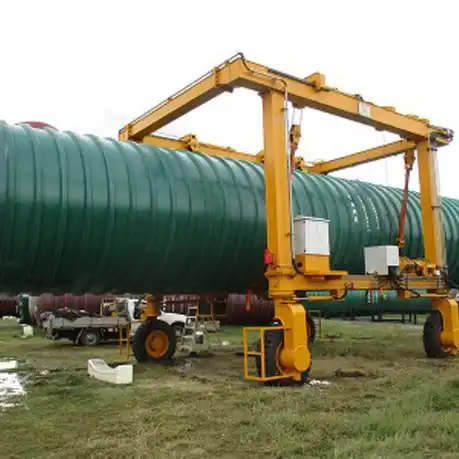 Container Straddle Carrier moving shipping containers