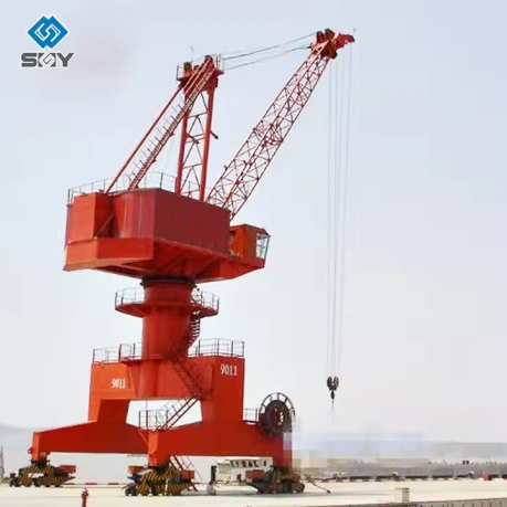 Mobile harbour crane operating at busy commercial port