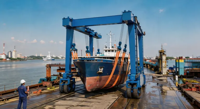 100-Ton Boat Lift Hoist Crane for a Commercial Shipyard in Vung Tau, Vietnam