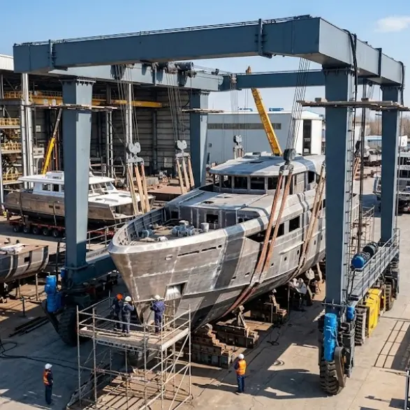 Hydraulic boat lift hoist crane for dock operations